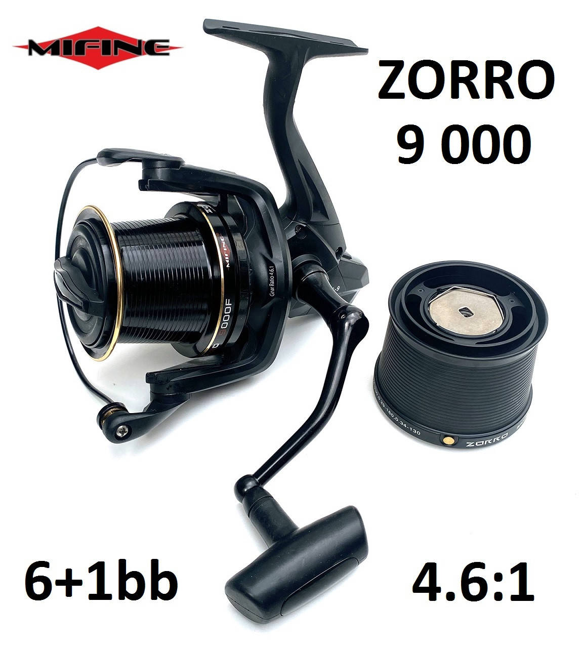 

Катушка Mifine ZORRO  (6+1bb, 4.6:1) с конусной шпулей (карповая, серфовая