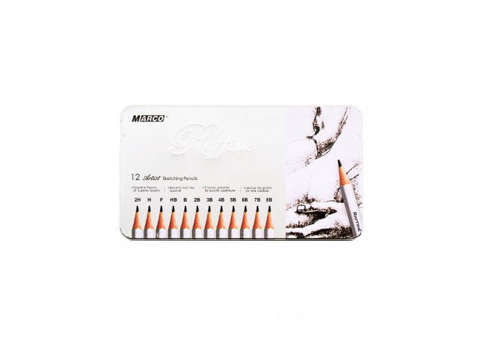 

Карандаши графитные Микс 2H-8B Marco Raffine 12 штук (7000-12TN)