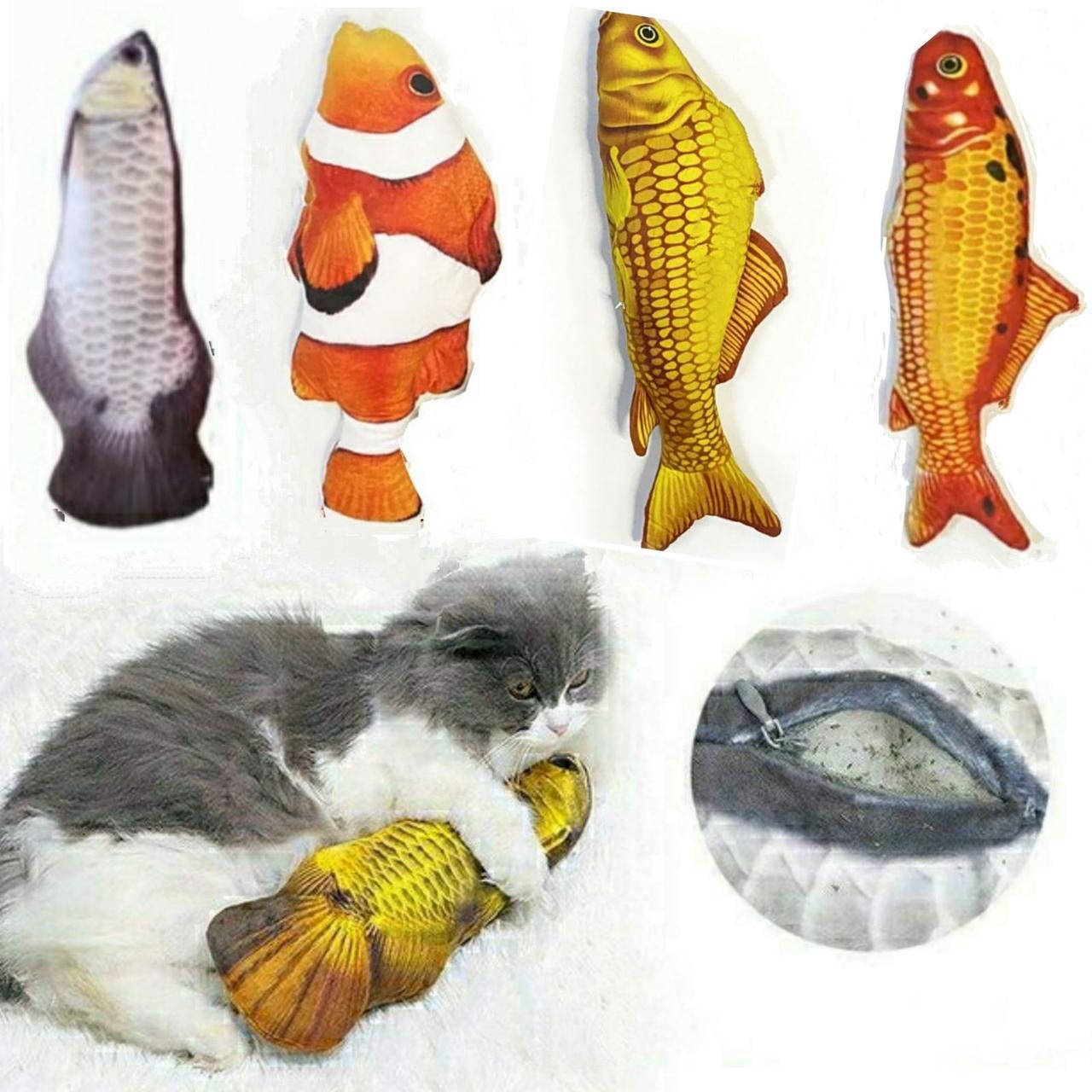 

Игрушка-подушка антистресс рыба с кошачьей мятой 40см