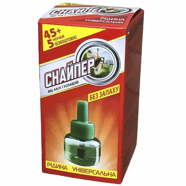 

Жидкость Снайпер универсальная от комаров и мух 45+5 ночей