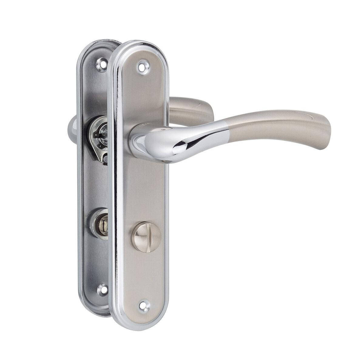 

SIBA ECO Ручка дверна SAROS на планці WC - 62 мм мат.нікель - хром (22 07)