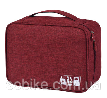 

Сумка-органайзер / кейс (ТОЛЩИНА = 10 см) с изменяемым разделением для проводов, зарядок, гаджетов 25*18*10 см БОРДО (ТЁМНО-КРАСНЫЙ)