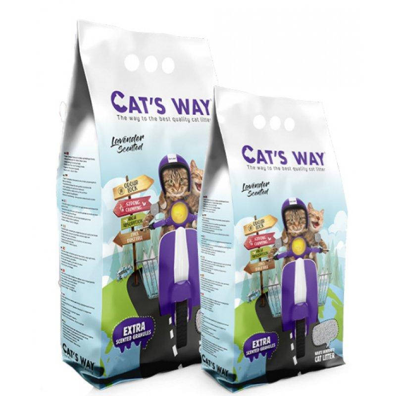 

Cats Way Lavander - комкующийся наполнитель Кетс Вей с ароматом лаванды для кошачьего туалета - 5 л