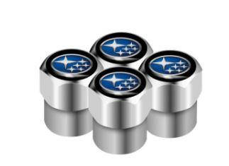 

Колпачки на ниппель, золотник c логотипом Subaru, хром