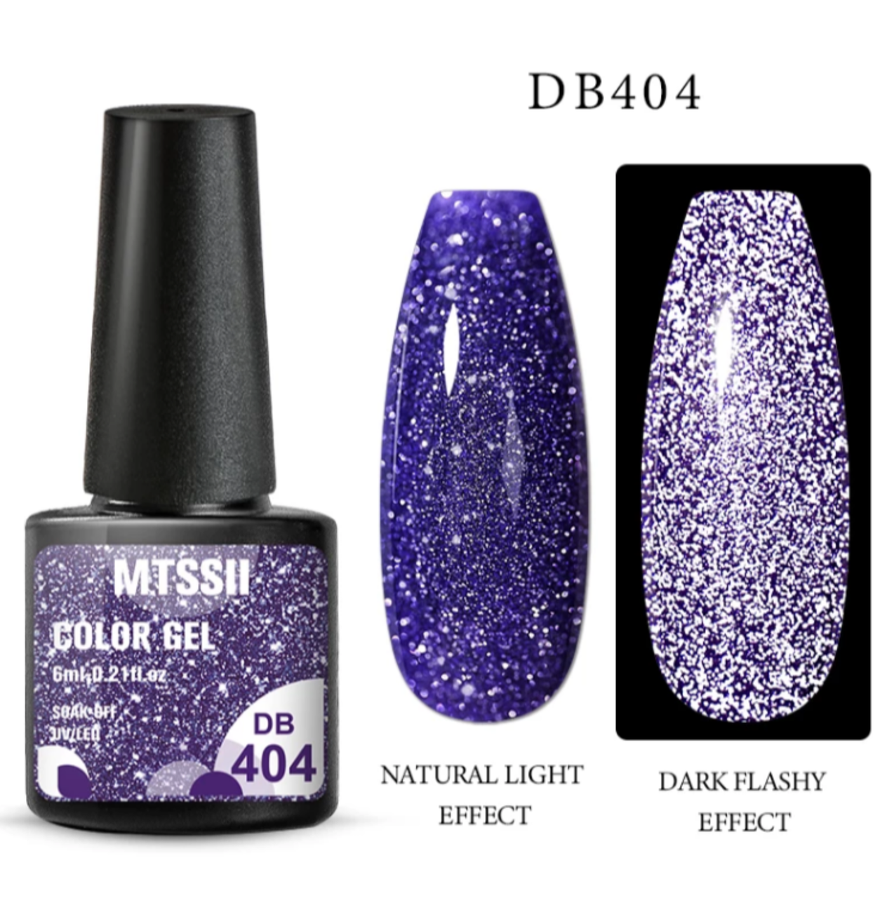 

6мл. Светоотражающий Гель лак MTSSII блестки с эффектом мерцания, алмазный Сиреневый 404