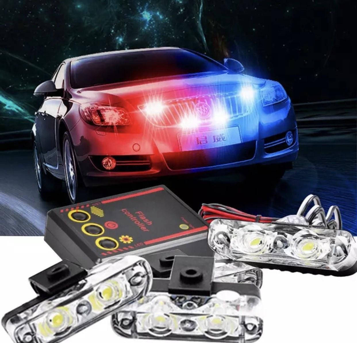 

Светодыодний Стробоскоп КРАСНО-СИНИЙ в решетку Проблесковий маячек Мигалка Вспишки Полицейский стробоскоп