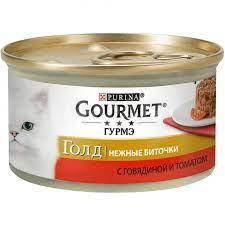 

GOURMET® Gold (Гурмэ Голд). С говядиной и томатами. "Нежные биточки". Консервированный порционный
