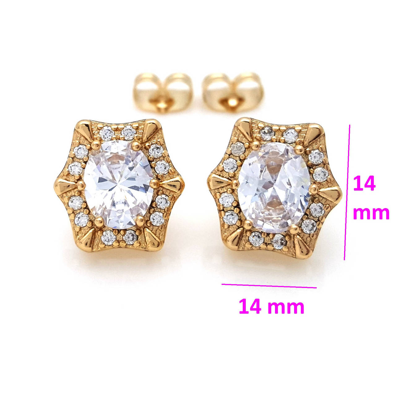 

Серьги гвоздики, Шестигранная Звездочка, с камнями, позолота Xuping, 18К