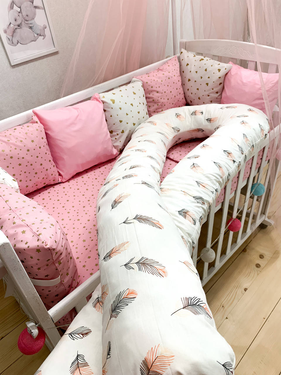 

Подушка для беременных с наволочкой 150 см с каждой стороны (рекомендуемый рост до 170см), паралон, Белый