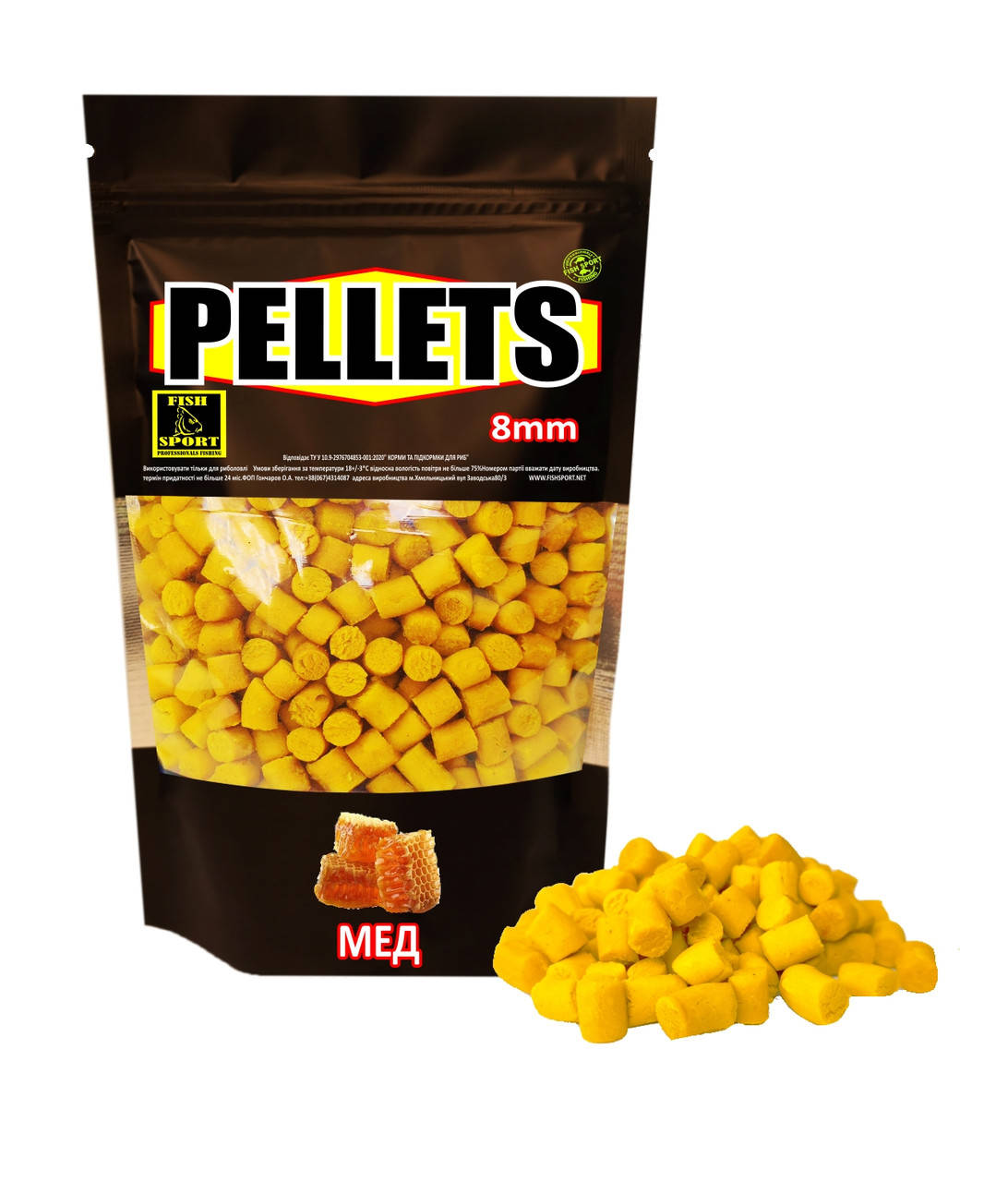 

Пелетс Pellets мед 8мм пылящий 250г, Жёлтый
