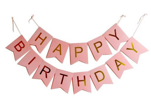

Гирлянда Happy birthday персиковая 2 м