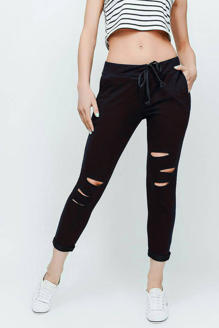 

Модные женские укороченые спортивные брюки с прорезями S,M,L,XL,3XL, Разные цвета