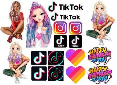 

Вафельна картинка для кондитерских виробів Likee, Instagram (лист А4) 40