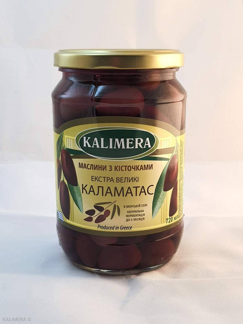 

Маслини Каламатас з кісточкою Екстра Великі 201-230, 720 мл 420г.св