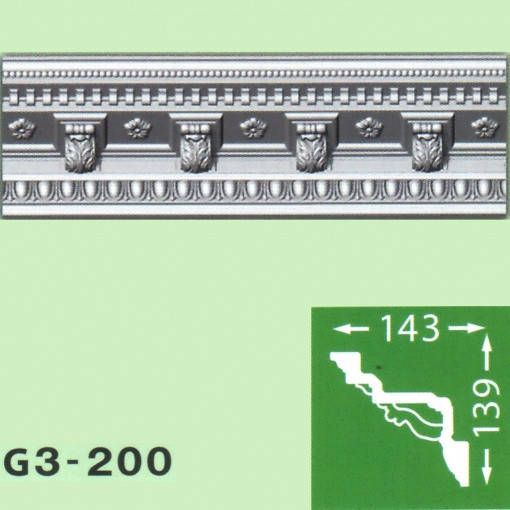 

Багет плинтус потолочный "Baraka" G3-200 139*143 (20шт/кор) ф +, Белый