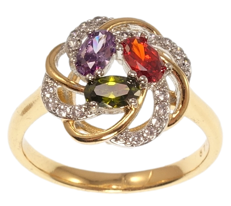 

Кольцо Xuping Позолота 18K+Родий "Цветок с цветными фианитами" р.18.5