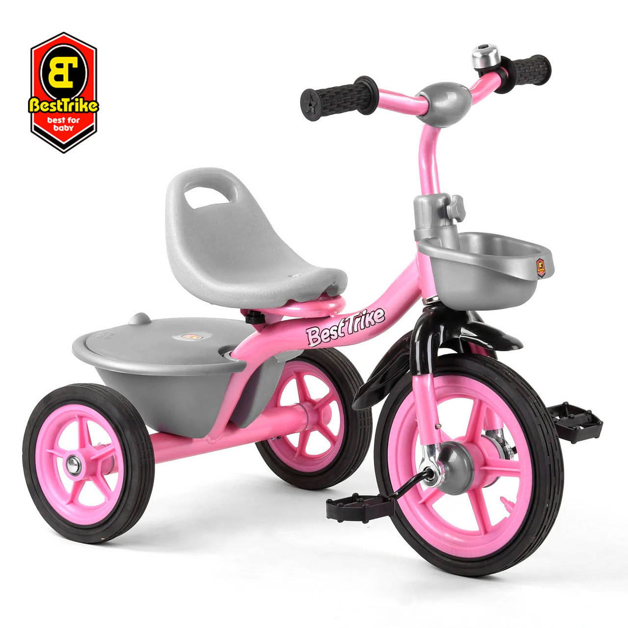 

Велосипед трехколесный детский (резиновые колеса, звоночек, 2 корзины) Best Trike BS-1142 Розовый