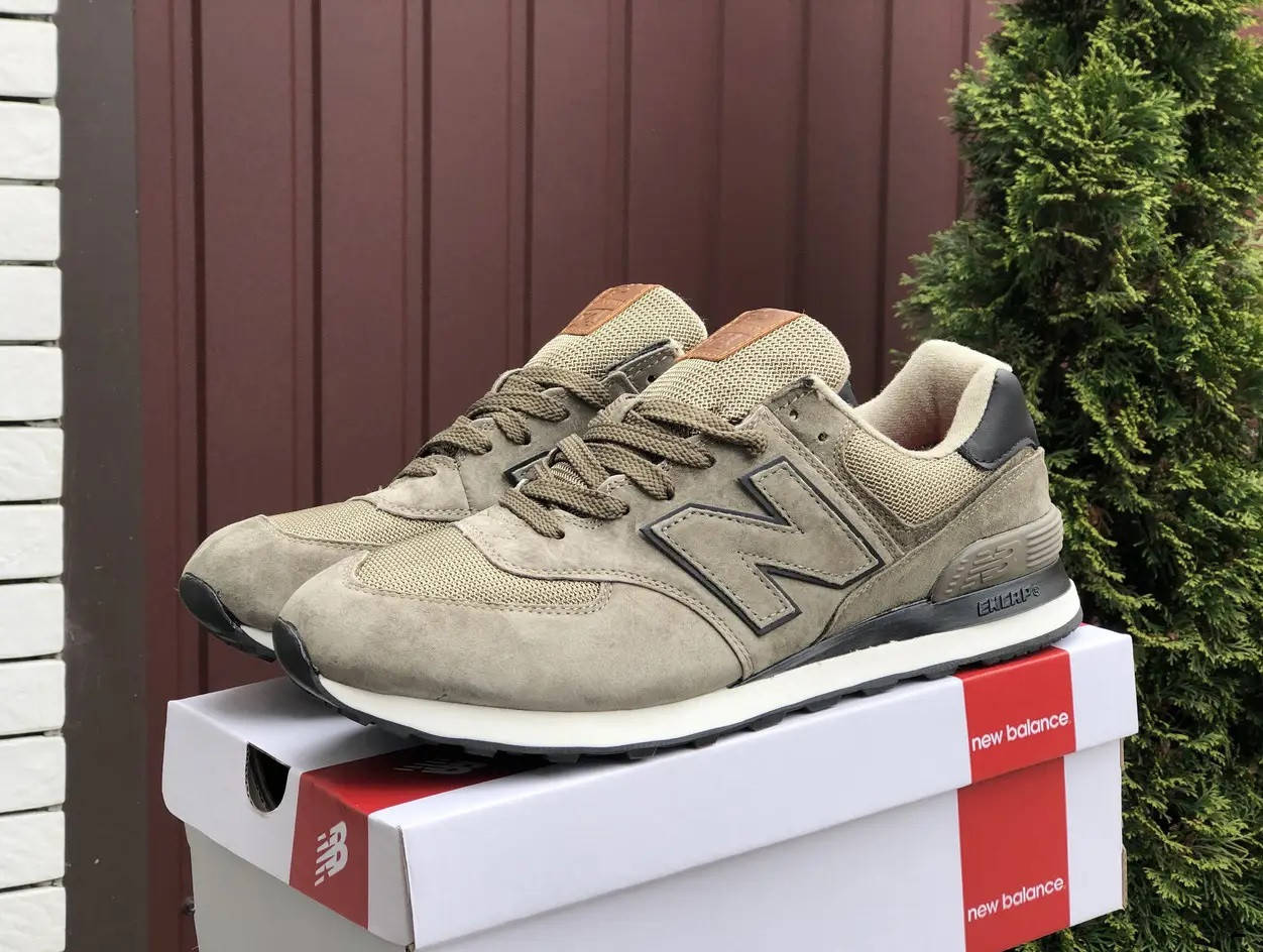 

Кроссовки New Balance 574 песочно-зеленые хаки мужские большие размеры 47 48 49