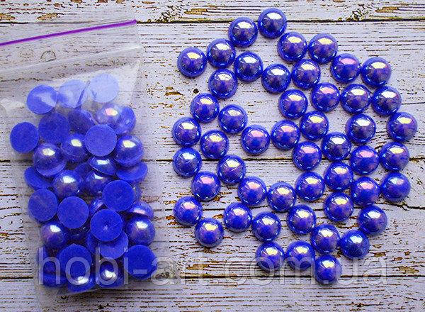 

Напівбусина 8мм (50шт) № 25 синій перламутр