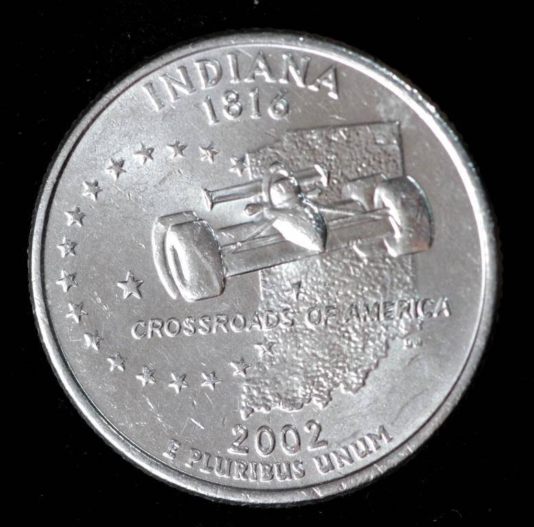 

Монета США 25 центов 2002 г. Индиана