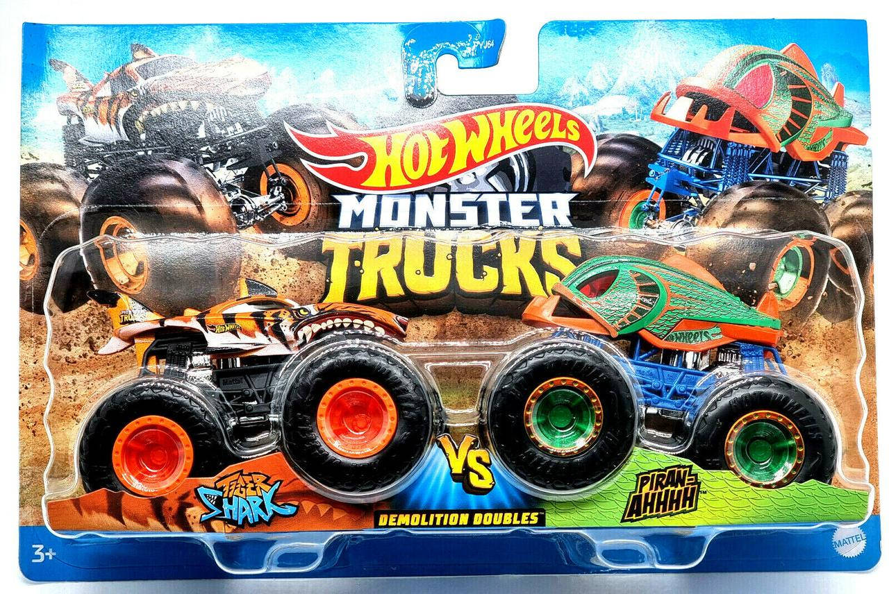 

Набор машинок Hot Wheels Monster trucks Tiger Shark and Piran-AHHHH 1:64 (FYJ64/HDG22)