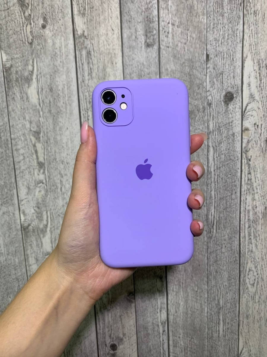 

Чехол Silicone Case для Iphone 11 с защитой камеры внутри микрофибра lilac, Сиреневый