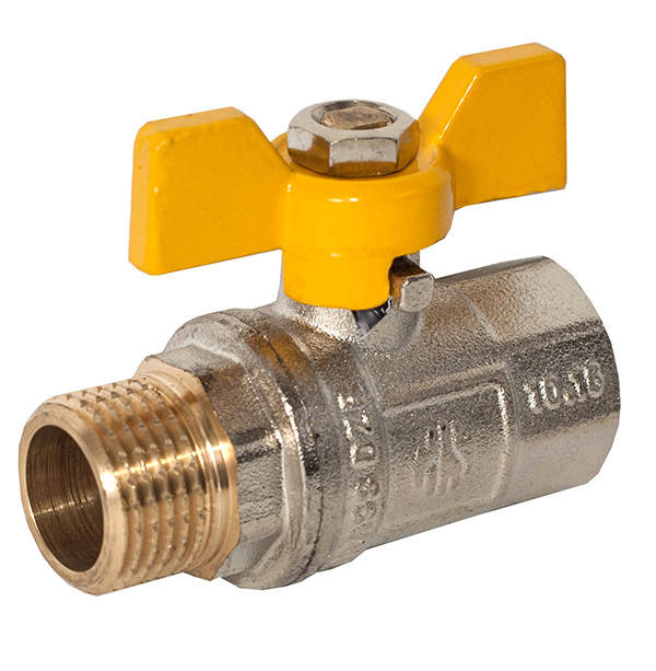 

Кран шаровой 1/2" НВ желтая бабочка с проточкойASСO PN40 21/168, Желтый
