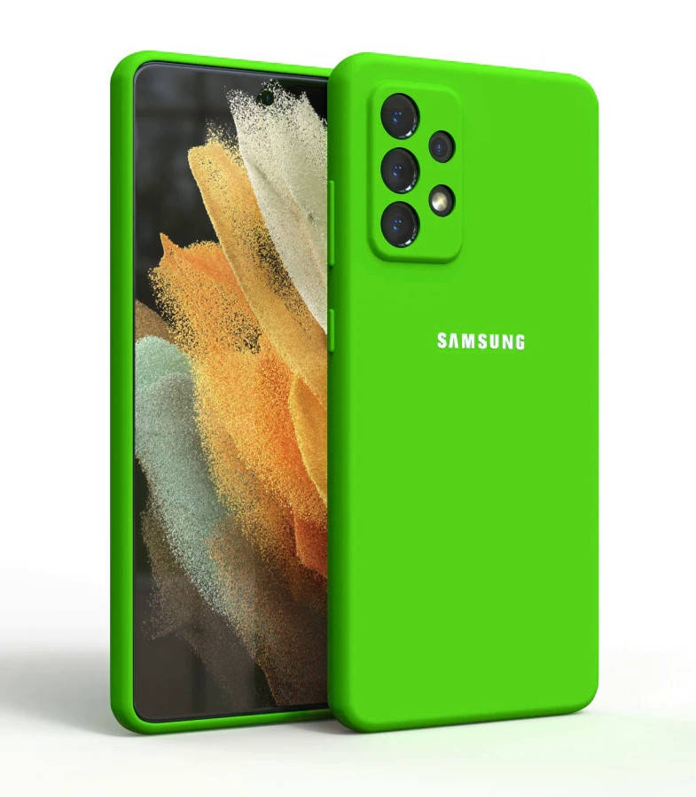 

Силиконовый чехол с микрофиброй для Samsung Galaxy A52 салатовый матовый защита камеры