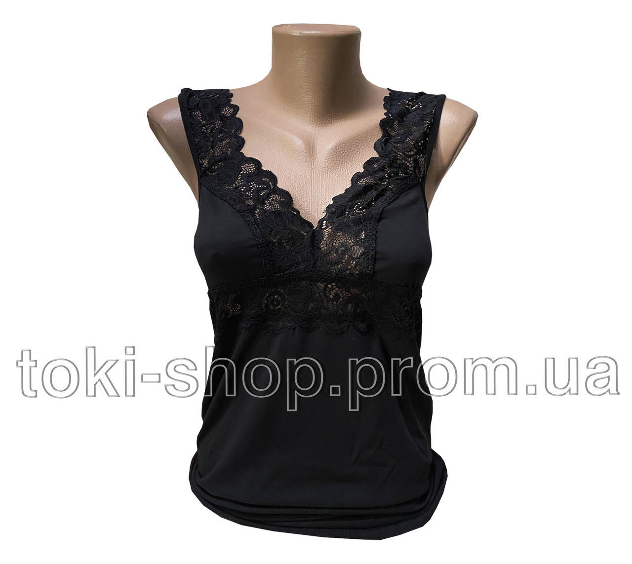 

Майка женская с кружевом DivaMore Черный, 3XL