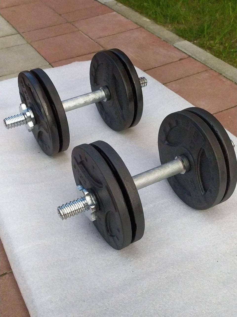 

Гантели металлические наборные Зевс 2 по 11 кг Гантели, гири, штанги и диски хромированные грифы, Черный