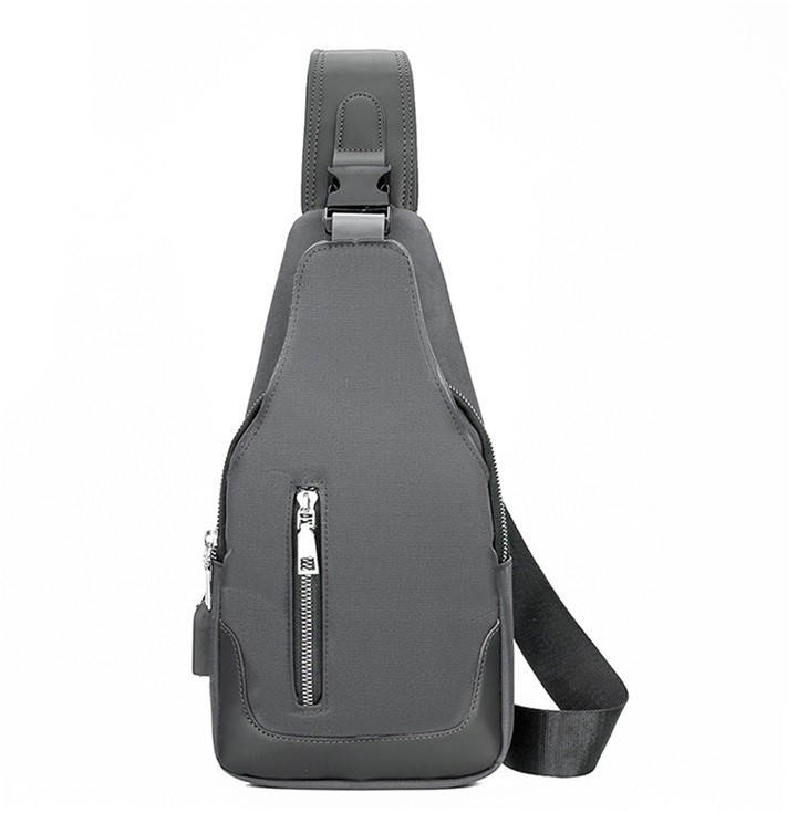 

Повседневная сумка-рюкзак мужская на одно плечо серого цвета с разъемом USB, Серый