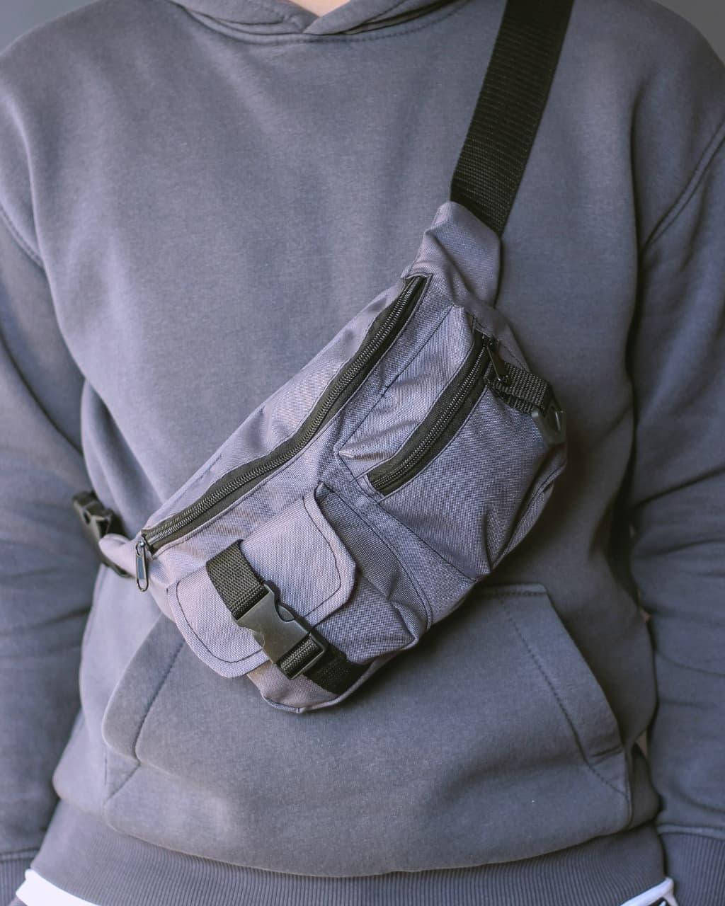 

Поясная сумка бананка унисекс Pockets серая, Серый
