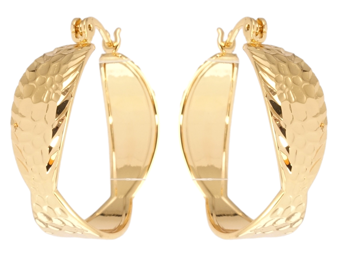 

Серьги Xuping Позолота 18K замок-булавка "Фигурные кольца с рельефным узором" ø 2,6см