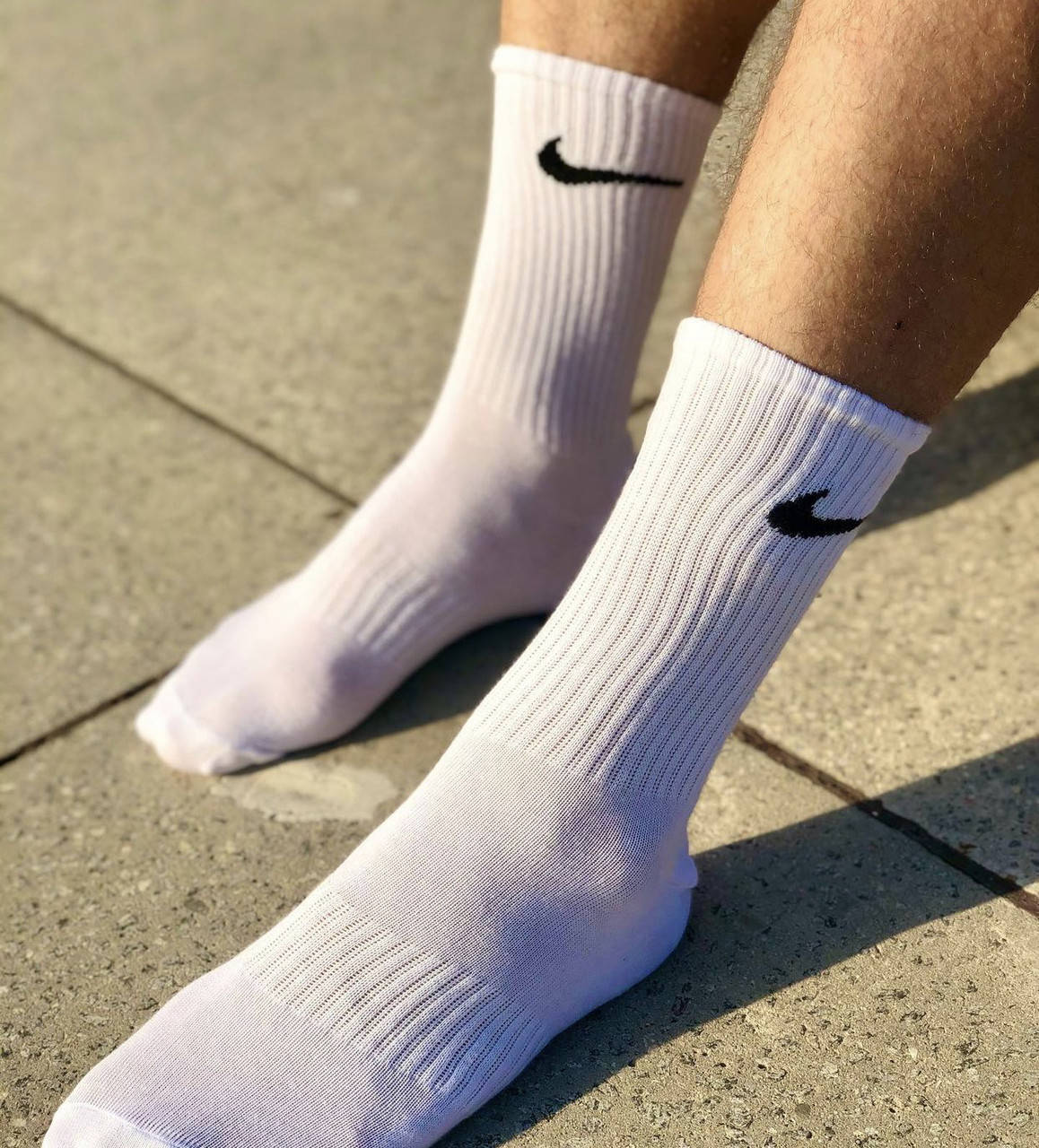 

Носки Nike высокие спортивные носки Найк белые тренировочные с логотипом
