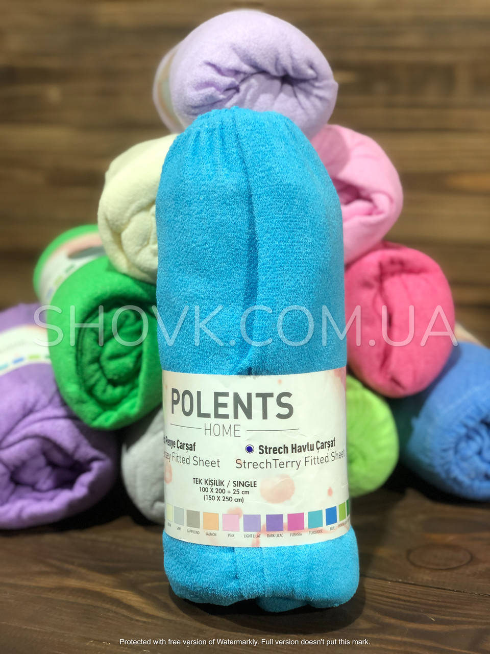 

Махровая простынь на резинке Polents Бирюзовый 180х200см