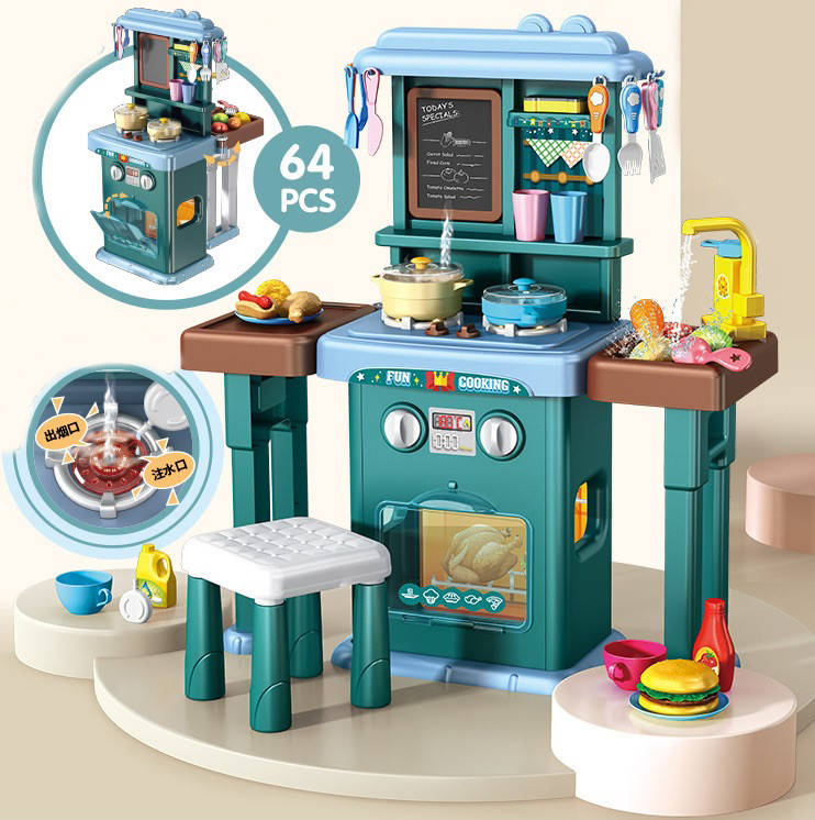 

Игровая детская кухня Spraying "Kitchen Cooking",со стульчиком и продуктами,64 ел.