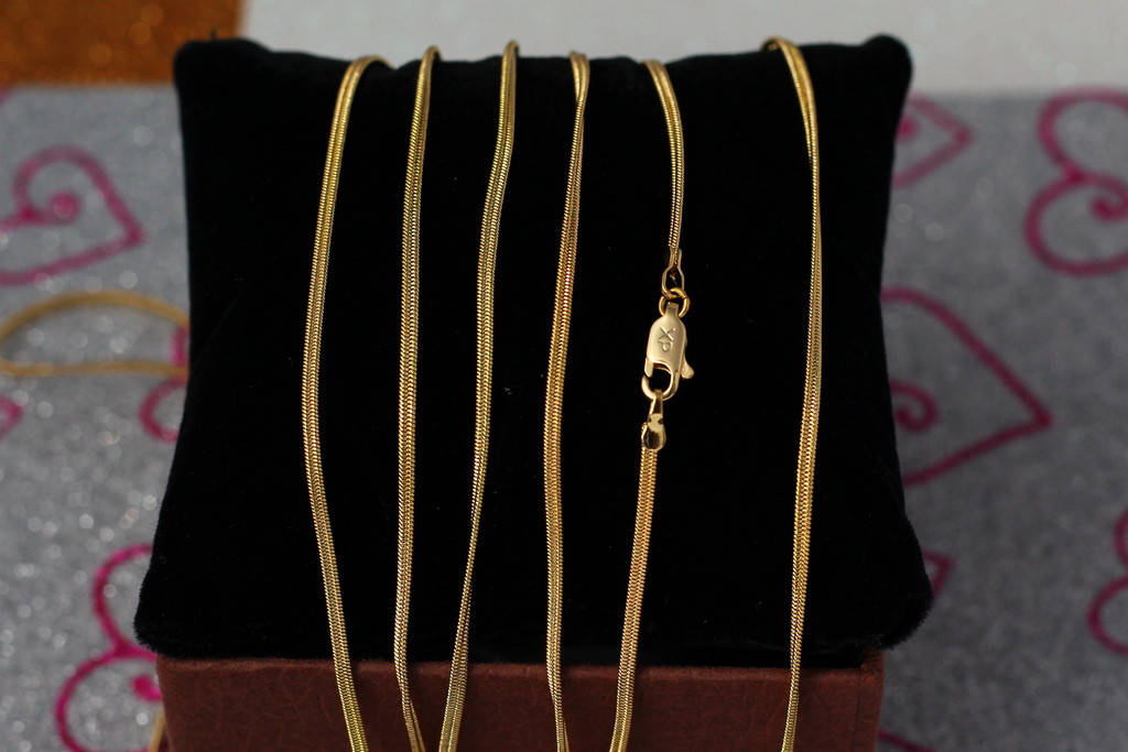

Цепь Xuping Jewelry снейк с полоской посредине 45 см 2 мм золотистая