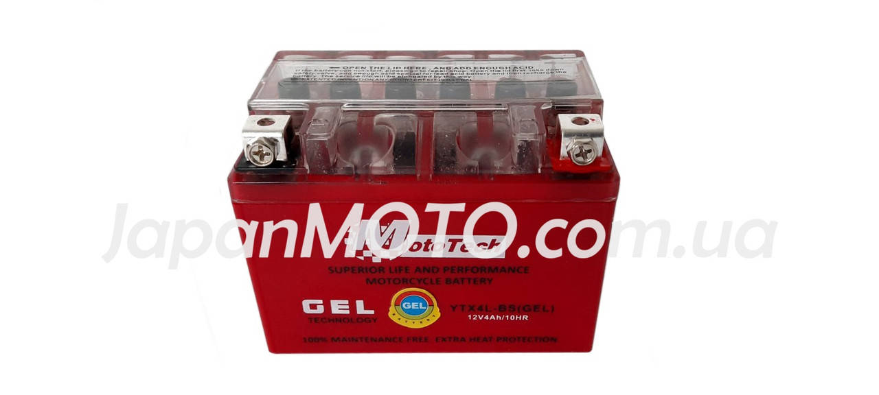 

Аккумулятор 4A 12V Honda/Yamaha (YTX4L-BS) Mototech гелевый 112x67x85