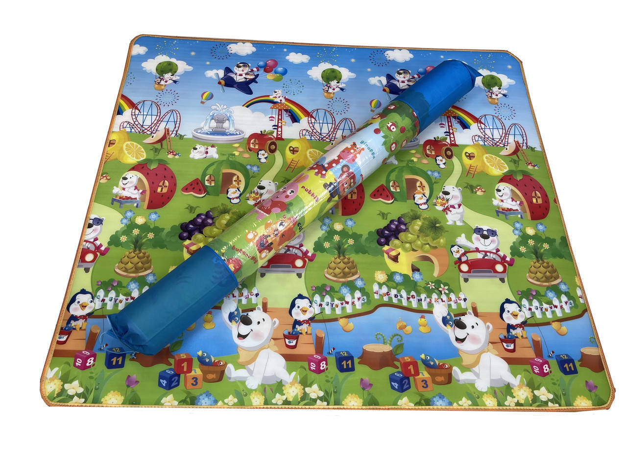 

Детский развивающий термо коврик двухсторонний Радуга/Дороги 200x180x1 см