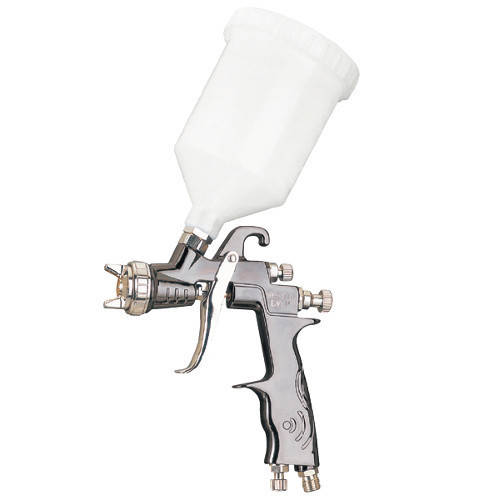 

Краскопульт пневматический тип LVLP верхний пластиковый бачок, диаметр форсунки-1,3мм AUARITA MP-500-1.3