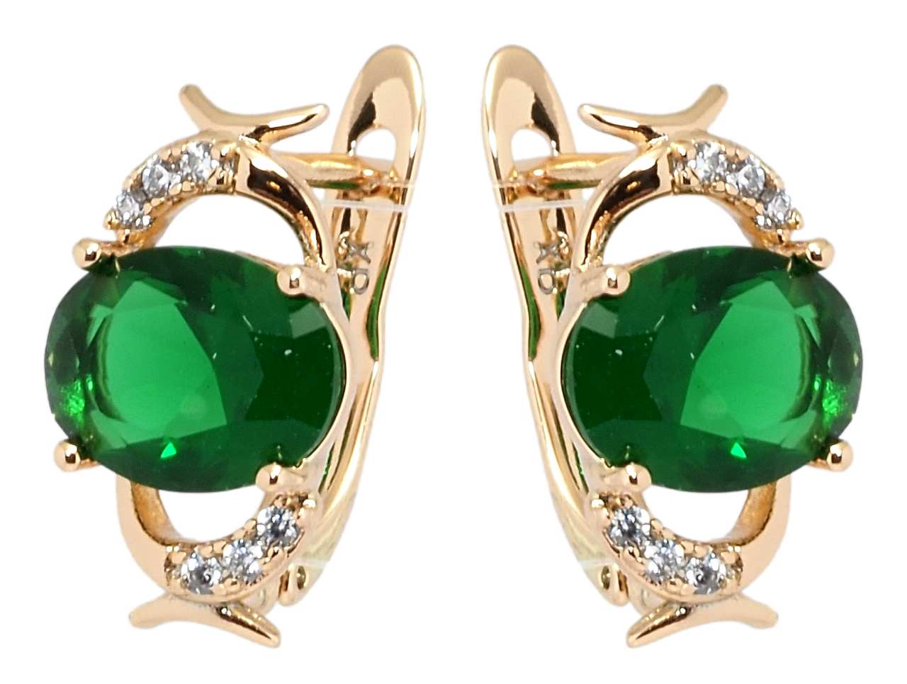 

Серьги Xuping Позолота 18K английский замок "Зеленые фианиты"