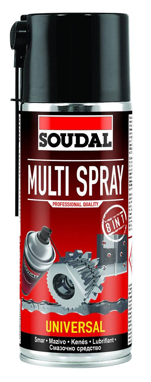

Смазочный аэрозоль универсальный, 400мл, бесцветный, Multi Spray, Soudal [0000900000001000MS] Соудал