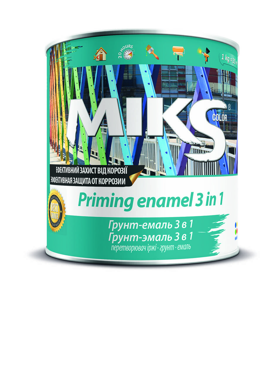 

Грунт-эмаль (краска 3 в 1) Miks color желтая RAL 1023, 2.5кг