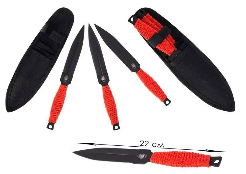 

Ножи метательные (кунаи) RED SIPDER комплект 3 в 1, Черный