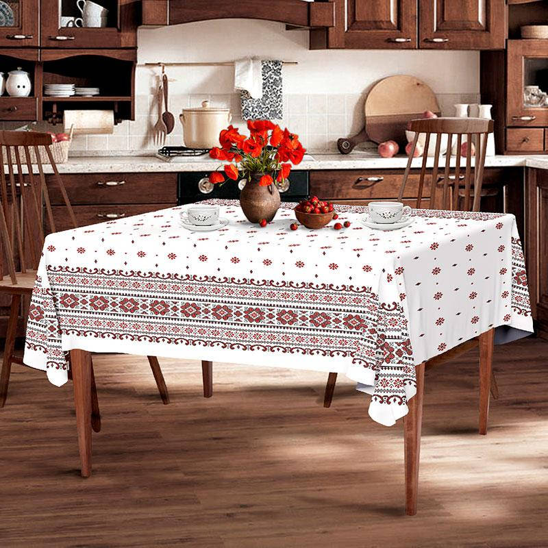 

Скатерть льняная "Снежинка белая" 2.2м х 1.5м (раскладной стол), Белый