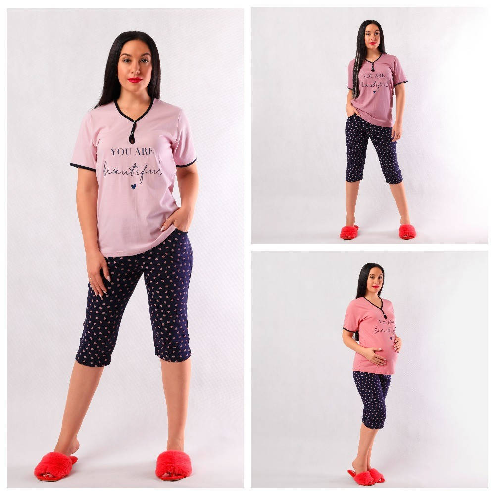 

Женская пижама футболка с бриджами "Кира" р.44 44-46