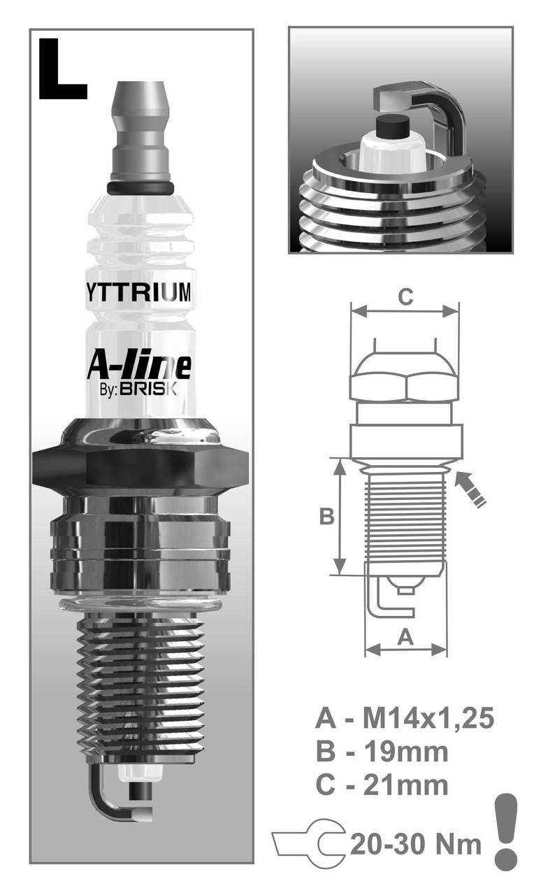 

Свеча зажигания BRISK A-Line 13 LR15YCY1/13 Brisk комплект
