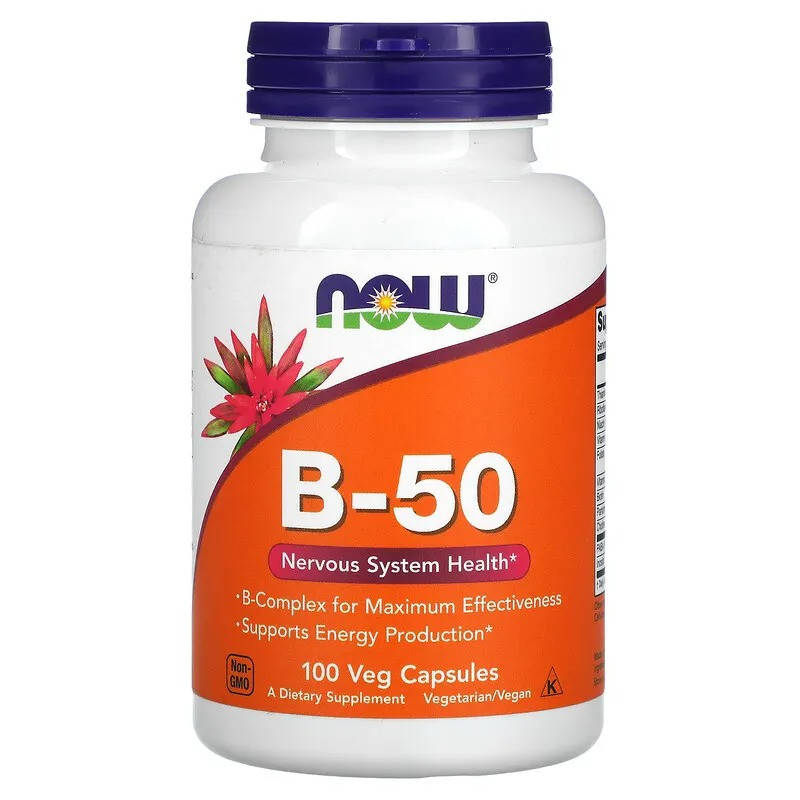 

Комплекс витаминов группы B, NOW Foods "B-50" для нервной системы (100 капсул)