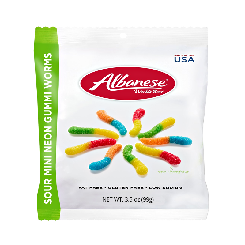 

Желейные конфеты Albanese sour Mini Neon Worms, 99 г