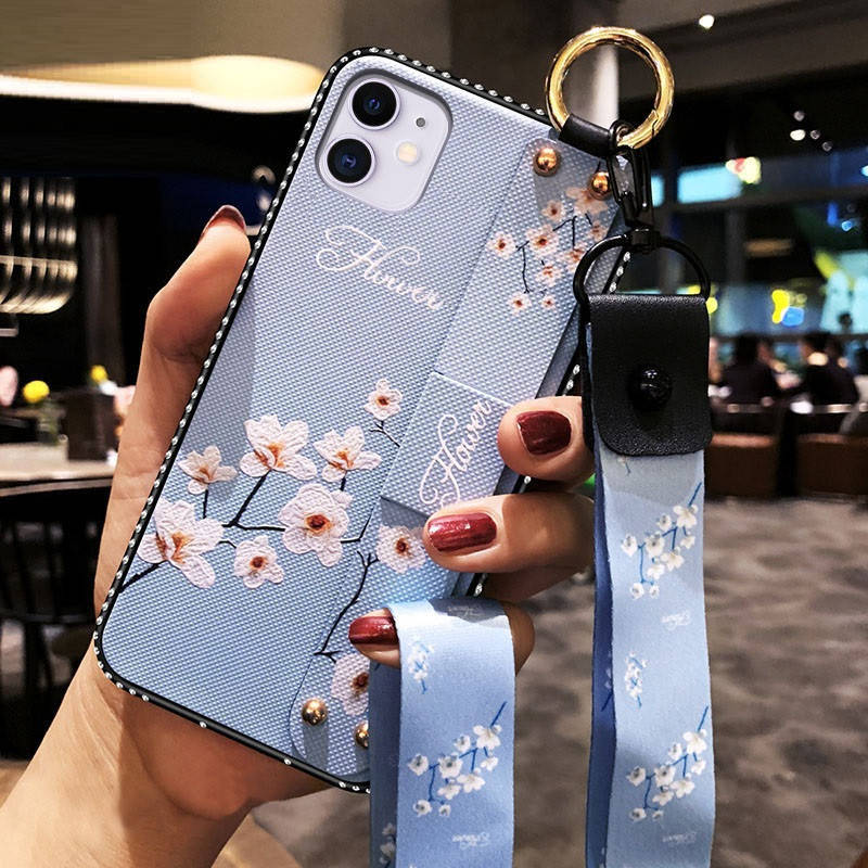 

Чехол Lanyard для Iphone 11 бампер с ремешком Blue, Голубой